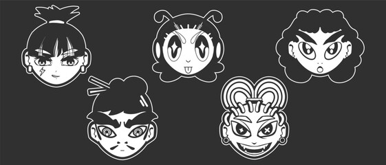 Throwback Collection: Y2K Retro Characters in 90s Vector Set Graphics
