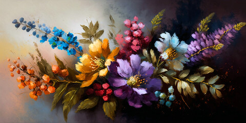 Fototapeta na wymiar abstract vivid colored floral painting background.