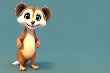 Meerkat portrait on a blue background, Generative AI illustration