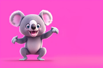 Koala portrait smiling and pointing, Generative AI illustration