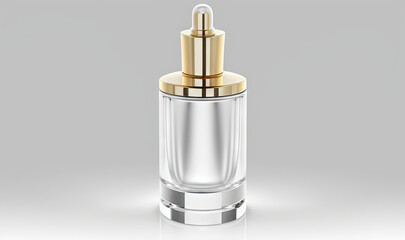 a bottle of perfume with a gold top on a white background.  generative ai