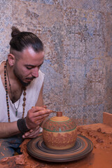 Potter making handicrafts