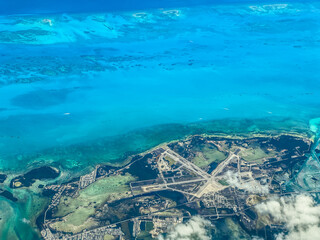 Aerial view of Boca Chica Key next to Key West, as part of Florida Keys in Atlantic Ocean with the  Naval Air Station Key West Airport