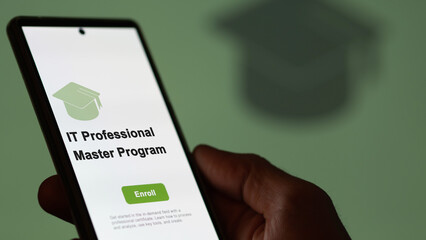 IT Professional Master Program program. A student enrolls in courses to study, to learn a new skill and pass certification. Text in English