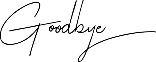 Goodbye black text. Goodbye handwritten black text. Handwritten vector sign Goodbye. Goodbye word. 
