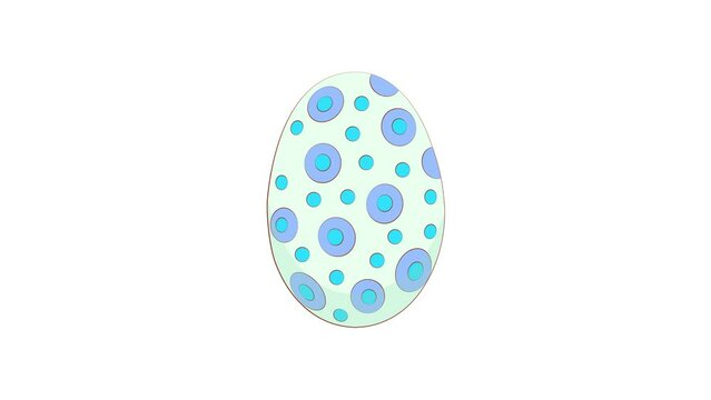 Happy Easter. Easter eggs on a white background replacing each other in turn. Flat image, stylized eggs with a pattern. Looped animation for the holiday of Easter