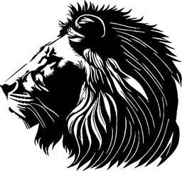 Lion head in profile, vector.