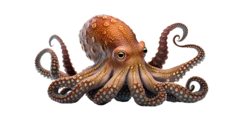 Fotobehang Isolated octopus - Generative AI © comicsans
