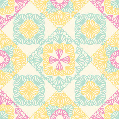 Colourful pastel granny squares seamless pattern 