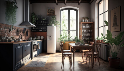 Fototapeta na wymiar Italian Interior Kitchen Design