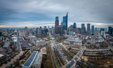 Naklejka na ściany i meble City Center of Philadelphia - aerial view - street photoraphy