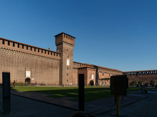 inside castello sforzesco in italy , milan