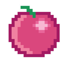 Pixel art apple symbol on white background