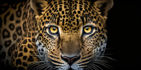 Fototapeta na wymiar Close up macro shot of jaguar eyes. Generative Ai