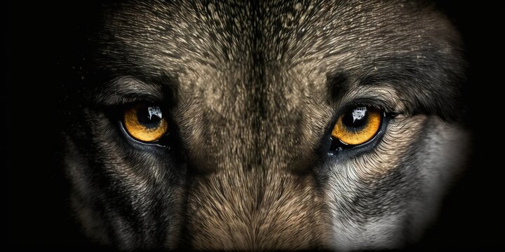 Close up macro shot of wolf eyes. Generative Ai