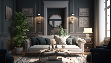 Fototapeta na wymiar Interior design french living room