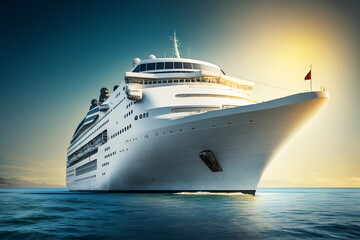 Fototapeta na wymiar Cruise ship in round-the-world ocean voyage. Luxury vacation. Ai generative