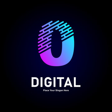 Digital line number 0 logo vector template. Suitable for business, technology, gradient color type,  logo line style and initial name
