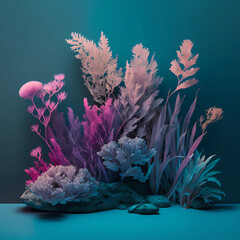 Fototapeta na wymiar Illustration. Pink and purple succulents, plants. Beautiful composition of plants