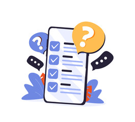 Online task management todo check list with mobile phone, form vote in phone, survey, feedback, questionnaire, mark