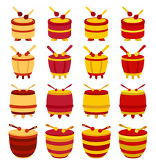 Chinese Drum in flat style isolated