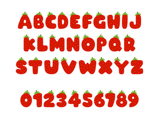 Strawberry font, english letters from A to Z with number 0 to 9