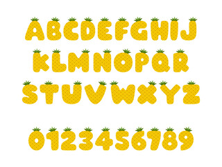 Pineapple font, english letters from A to Z with number 0 to 9