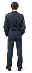 Business person standing in a dark suit