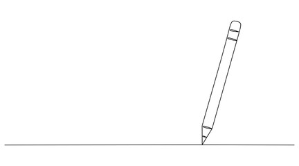 Pencil writing continuous line drawing. Education linear symbol. Vector illustration isolated on white.