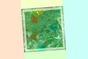 pastel colorful wallpaper with water frame as copy space, frame is glow
