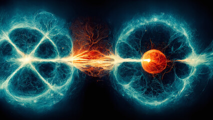 Quantum Nuclear Fusion Entanglement, 3d Representation, AI Generative