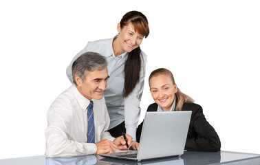 Fototapeta na wymiar Portrait of Business People Working with Laptop