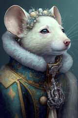 Fantasy Mouse, Portrait, Inside of a Temple, Decorative- Generative AI