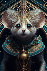 Fantasy Mouse, Portrait, Inside of a Temple, Decorative- Generative AI