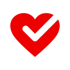 Red heart with check mark icon