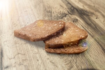 Fresh home baked bread Slices on desk