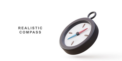3d realistic compass on white background. Vector illustration. © Yurchik
