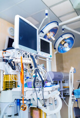 Modern hospital equipment for recovery. Emergency healthcare treatment.