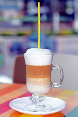 Coffee latte with wipped cream