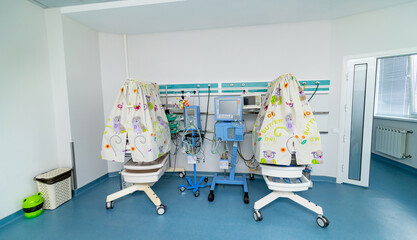 Medical healthcare child technology. Intensive baby emergency room.