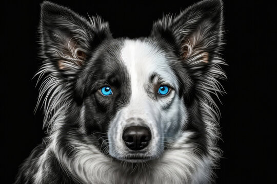 border collie puppy with blue eyes made with generative ai