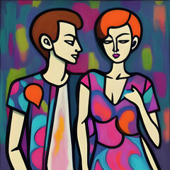 couple - modern artwork - generative AI