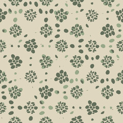 seamless pattern with abstract plants,, natural vector art, colorful texture in green and beige for spring, abstract graphic ornament, repeating patterm, ideal for fashion, textiles and paper design