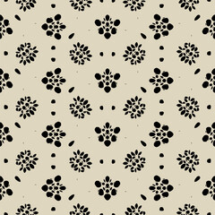 seamless pattern with dot elements, abstract vector art, texture in black on beige background, abstract graphic ornament, repeating patterm, ideal for fashion, textiles and paper design, fabric design