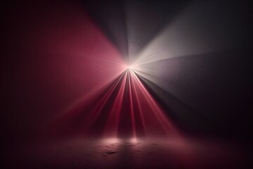 Abstract Background With Red Fog in Minimalistic Dark Space With Rays of Light. Generative AI.