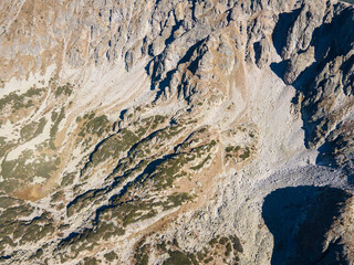 Aerial view Around Polezhan peak, Pirin Mountain, Bulgaria