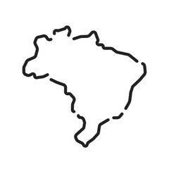 black simple thin line brazil or brasil map icon