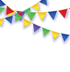Party flag. Banner with garland of colour flags. Vector