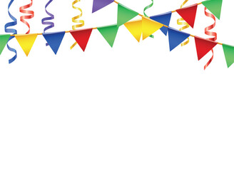 Party flag. Banner with garland of colour flags. Vector