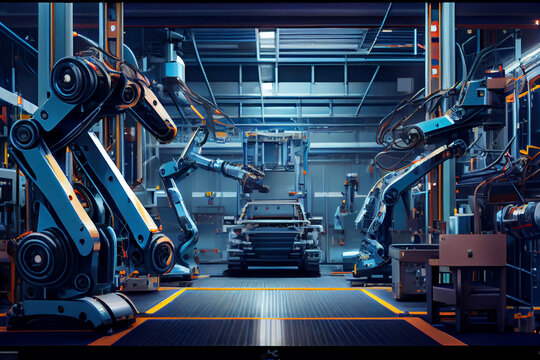 automotive industry with assembly line conveyors.generative ai